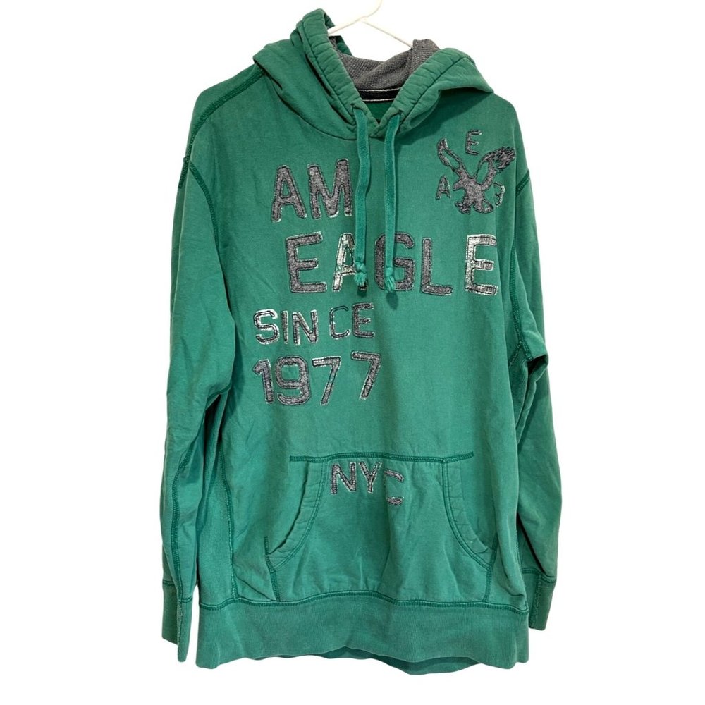 Vintage 90s American Eagle NYC Traditional Men's Pullover Hoodie Sweatshirt XLT